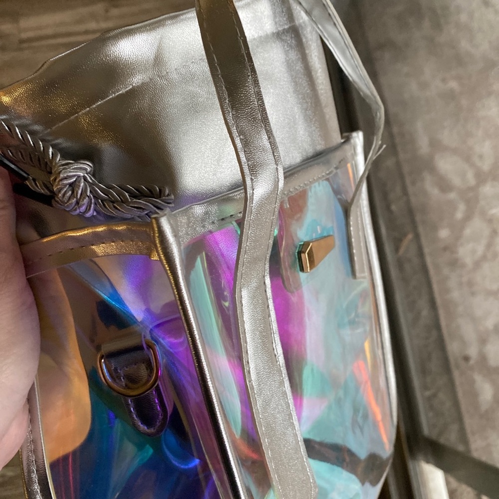 Silver jelly transparent bag with crossbody strap - Picture 5 of 7
